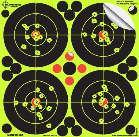 Splatterburst 6″ Peal & Stick targets – (5 sheets 4 targets on